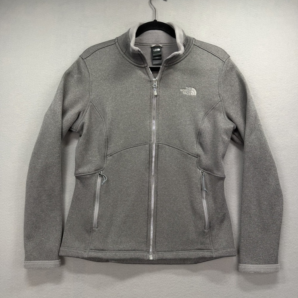 The North Face Fleece Jacket Womens Large Heather Gray Embroidered Logo Full Zip